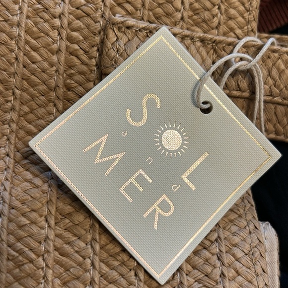 NWT Sol And Mer, Aloha Beaches Braided Straw Tote, Tan - Picture 8 of 9